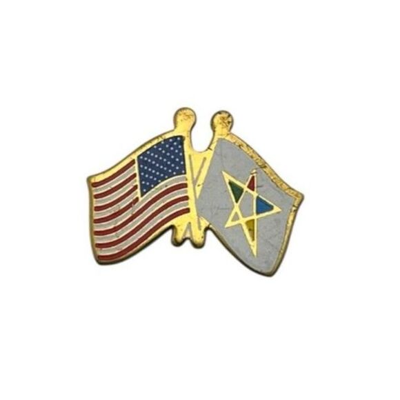 Other - Vintage Order of Eastern Star Flag USA Morocco Friendship Flag Enamel Pin